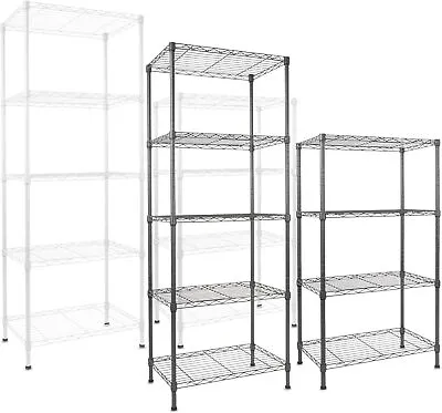 4/5 Tier Metal STORAGE Rack/Shelving Wire Silver Shelf Kitchen /Office /Garage • £89.99