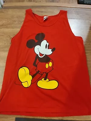 VTG 90s Disneyland Mickey Mouse Red Tank Top Disney Designs Made In USA Men's XL • $14.99