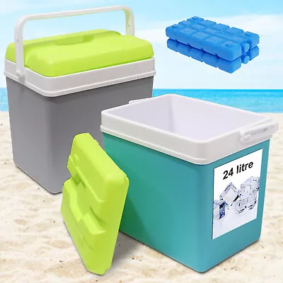 Large 24L Insulated Cooler Box Camping Drinks Ice Festival Beach Picnic Travel • £17.99