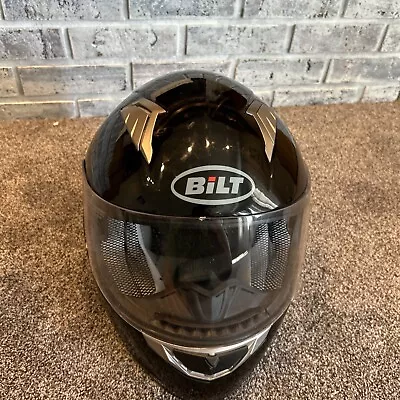 BILT Sprint Model Full-Face Motorcycle Helmet - Black Gray Size S- DOT Certified • $34.99