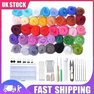 63pcs Wool Felt Needles Tool Set Needle Felting Mat Starter DIY Craft Kits Gifts • £11.79