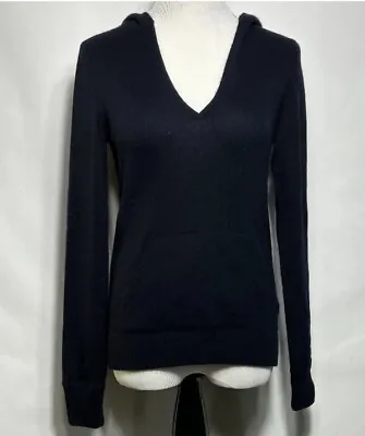 J CREW Cashmere 100% Hoodie Sweater Navy Blue W/ Pockets Women's Sz S • $39.99