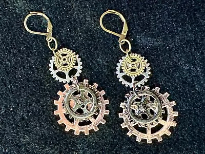 Steampunk Gears Drop Dangle Lever-back Earrings. One Of A Kind Great Gift Idea! • $9.99