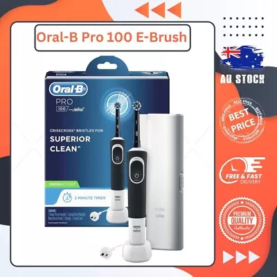 Oral-B PRO 100 CROSSACTION Rechargeable Electric Toothbrush Midnight Black | NEW • $49.55