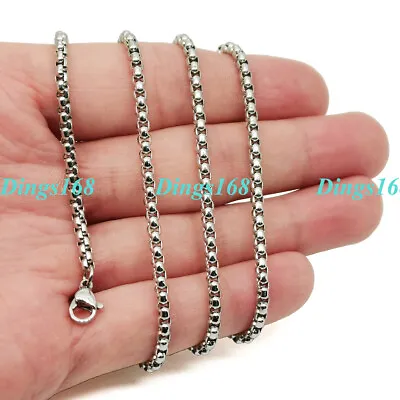 Men&Women's 18K White Gold Filled 24 Inch 2mm Wide Round Box Chain Necklace R5KW • $22.48