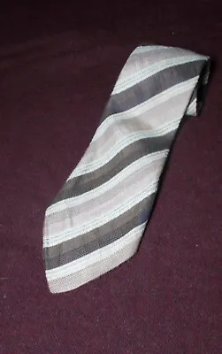 £12.99 • Buy ERMENEGILDO ZEGNA Vintage Stripy Silk & Linen Tie Brown Tones W12 L 150cm