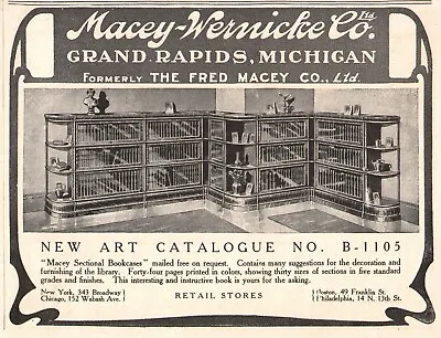 Macey Wernicke Sectional Bookcases Grand Rapids MI 1905 Antique Print Ad • $9.88