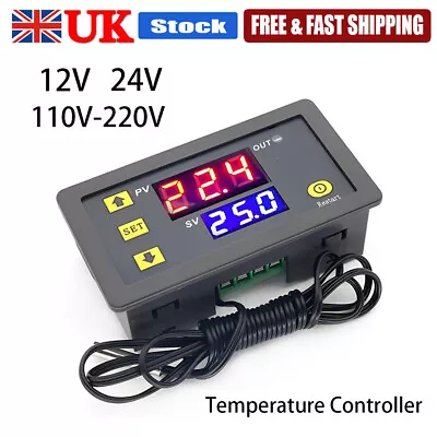 £7.97 • Buy 12/24V Digital Temperature Controller Thermostat Temperature Control Switch UK
