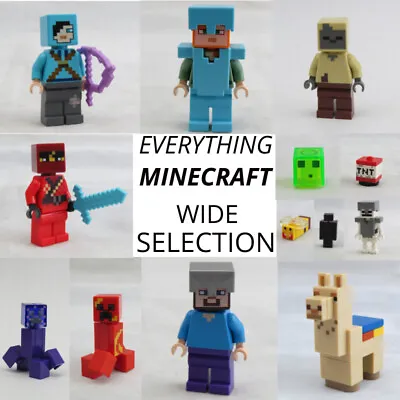 LEGO Minecraft Minifigures Alex Steve Zombie Piglin Creepers Villager ANIMALS • $2.48