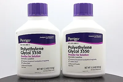 2 Pack Compare To Miralax Polyethylene Glycol 3350 Powder 17.9oz Exp 24/25 New! • $28.99