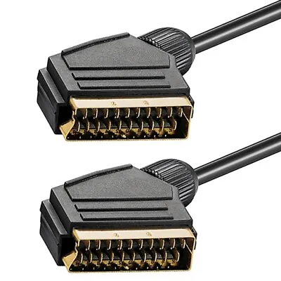 SHORT 50cm SCART LEAD - SUPER VIDEO QUALITY - GOLD PLATED TV DVD CABLE 0.5m • £3.95