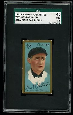 T205 Gold Border Hassan Hooks Wiltse (Left Ear Hidden/Right Shows) SGC 3.5 VG+ • $349.95