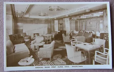 Vintage RPPC Steamship RMS Mauretania First Class Smoking Room Excellent • $7