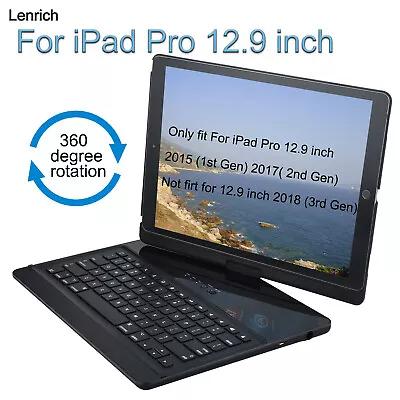 For IPad Pro 12.9 1st 2nd Gen Case Keyboard 360 Rotable Lenrich Smart Folio Cove • £63.59