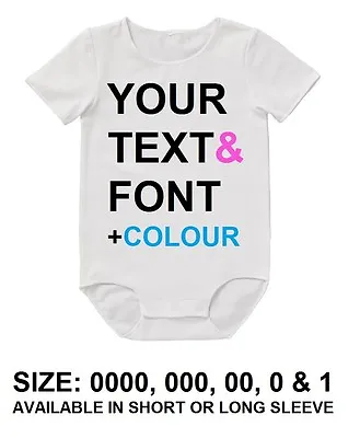 YOUR CUSTOM Personalised TEXT Romper Baby Bodysuit Gift Announcement Shower • $24.95