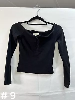 Kookai Women's Black Ribbed Long Sleeve Top - Size 34-36 - Item #9 • $25