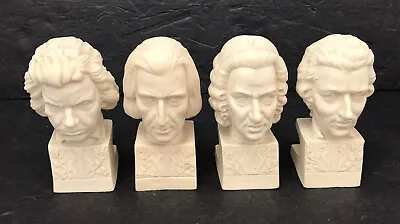 VTG Alabaster Sculptures By A Santini Beethoven Liszt Bach Mozart 5” Tall • $56.99