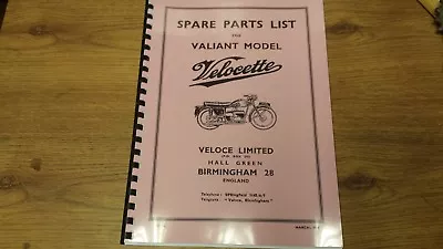 Velocette Valiant Models Parts Book Manual Hard Copy F61/1r - Velp10 • $21.28