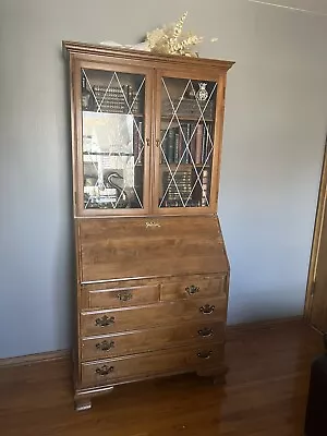 RARE Ethan Allen Heirloom Chippendale Style Maple Drop Secretary Desk & Hutch • $950