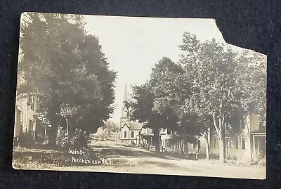 RPPC Mechanicsville Vermont Main Street View Photo Postcard Flaw Vintage • $6.90