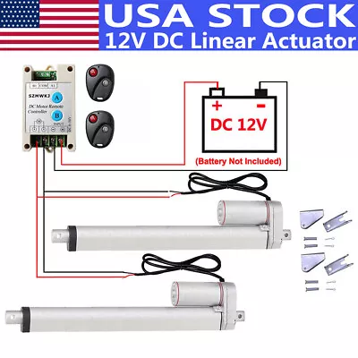 2 Dual DC 12V Electric Linear Actuator W/ Wireless Motor Controller Brackets Set • $112.49