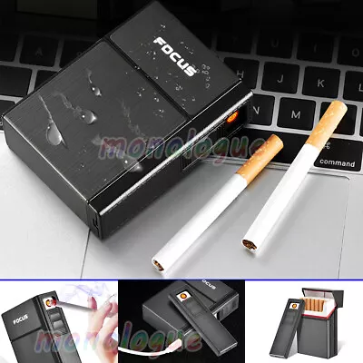 Cigarette Case USB Rechargeable Lighter Tobacco Box Holder For 84mm Cigarettes • $9.99