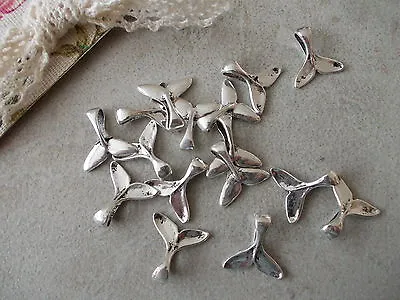 £3.20 • Buy 20 X Whale Tail Silver Tibetan Metal Charms,Pendant,jewellery Making