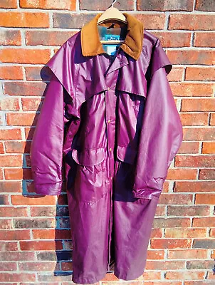 Woolrich Burgundy Duster Jacket Long Barn Chore Coat Rain Jacket L • $149.95