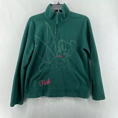 Disney Tinkerbell Pullover Fleece Sweatshirt Womens Sz S Green 1/4 Zip Mock Neck • $13.39