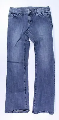 Michael Kors Jeans Denim Bootcut Blue Faux Leather Pocket Trim 6 X 31 EUC  • $15.99