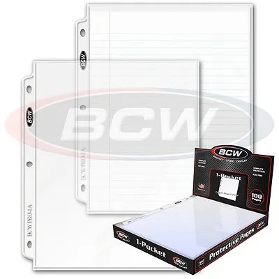10 - 1 Pocket 8 1/2 X 11 Photo Page Sheet Protector BCW Pro1A Fits 3 Ring Binder • $13.99