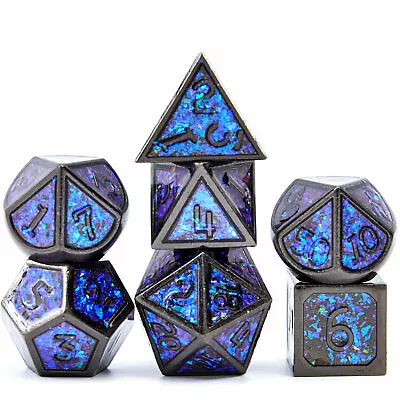 7Pcs Metal Dice Game Polyhedral Dice Set With Bag Colorful Powder Dice No.02 • $18.13