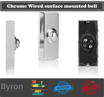 £10.99 • Buy Byron Wired Bell Push Surface Mounted  Chrome 2204BC