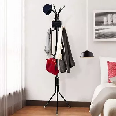 Coat Stand Rack Hat Jacket Umbrella Floor Standing Rack Clothes Hanger 12 Hooks • £9.98