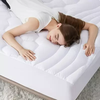 King Size Mattress Pad Cover Memory Foam Pillow Top Overfilled Topper COOLING • $44.99