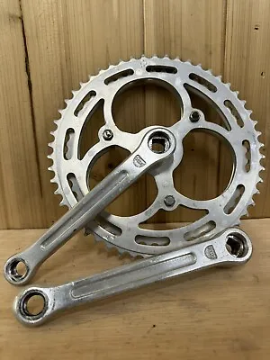 Vintage Sugino Maxy Double Crankset 165mm 54/48 Silver Square Taper Crankset • $79.99