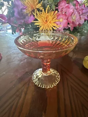 Vintage Amberina Pressed Glass Footed Pedestal Compote Bowl Candy Dish • $9.99