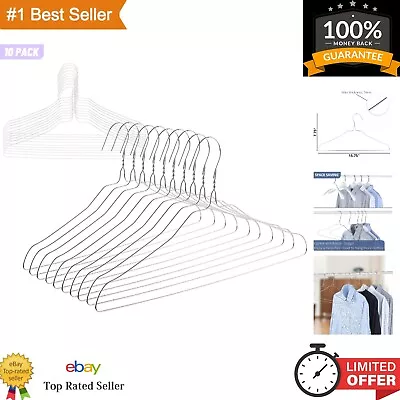 10 Pack Of Silver Metal Slim Hangers For Clothes - Lightweight & Space Saving • $18.33