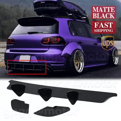 $49.99 • Buy For VW Golf 6 VI MK6 GTI Rear Bumper Lip Diffuser Shark Fins Lower Spoiler Wing