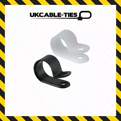 Black & Natural / White Nylon Plastic P Clips - Fasteners For Cable & Tubing • £3.79