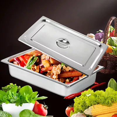 4 Pack Deep Full Size Stainless Steel Steam Table Pans 4  W/Lids Hotel Food Prep • $51.30
