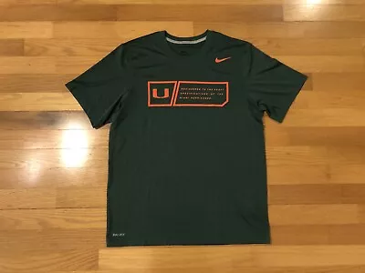 New M Nike Miami Hurricanes Dri-Fit Green Shirt Football The U 29523X-MM1 Men • $50