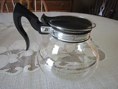 Cory DRL 8 Cup Glass Coffee Pot Bottom Carafe- Silver Bands & Black Bakelite Lid • $5.99