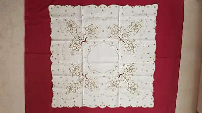 Vintage Marghab Madeira Hand Embroidered Tablecloth & 4 Napkins - Unused - Tags • $107.35