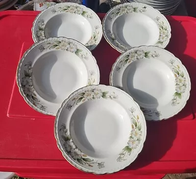 5 Vintage Embassy USA Vitrified China Floral Soup Bowl Dogwood Set 8 1/8” • $19.99