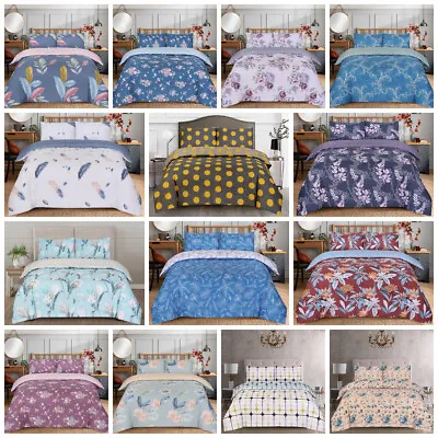 4 Pcs Complete Bedding Set Duvet Cover With Fitted Bed Sheet Single Double King • £16.99