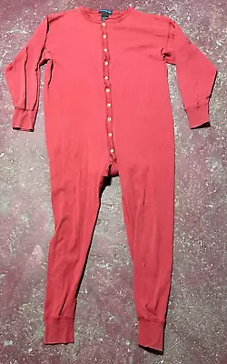 Mens Fruit Of The Loom Red Button Up Union Suit One Piece 2XL W/ Seat Flap • $39.95