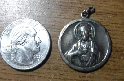 Large Scapular Medal Catholic Medal Vintage Sterling Silver Mt Carmel Jesus • $49.99