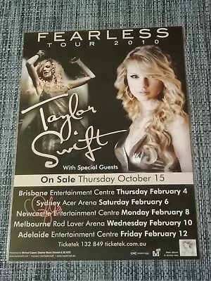 TAYLOR SWIFT - 2010 FEARLESS TOUR - Australia Tour SIGNED AUTOGRAPHED  Poster • $27.95