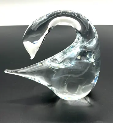 Marcolin Swedish Crystal Swan Art Glass Signed Hand Blown Murano Styled Glass  • $49.99